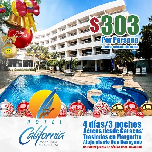 Ofertas de Navidad, Hotel California de Playa El Yaque | felizviaje.com
